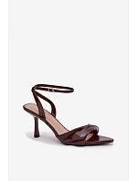 Dámské sandály na podpatku z eko kůže čokoládové Sedira