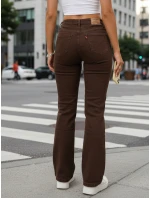 Dámské džíny s vysokým pasem hnědé FashionStreet UY2910