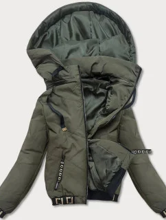 Dámská bunda typu "bomber" v khaki barvě (B8098-11)