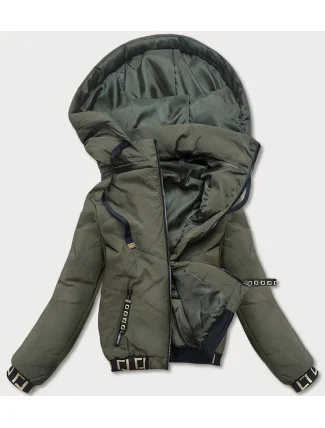 Dámská bunda typu "bomber" v khaki barvě (B8098-11) Dámská bunda typu "bomber" v khaki barvě (B8098-11)