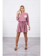Šaty s flitrovou kapsou tmavě růžové
