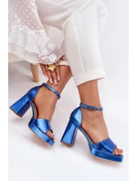 Laky Dámské Sandály Na Podpatku Modré Marila