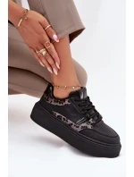 Dámské tenisky na platformě Big Star SS274358 leopardí černé