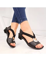 Dámské kožené sandály s gumovými pásky černé Rieker 62662