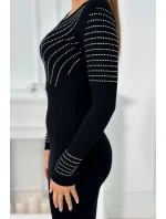 Pletené šaty 9645 se stříbrným vzorem černé - Kesi Pletené šaty 9645 se stříbrným vzorem černé - Kesi