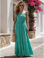 Dámské maxi šaty bez ramínek v mořském odstínu FashionStreet EY2667