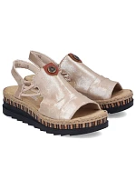 Dámské zlaté sandály Rieker na klínku V7972-60