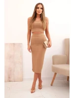 Dámský top a vroubkovaný sukně velbloudí Dámský top a vroubkovaný sukně velbloudí