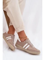 Zazoo N1068 Kožené Nízké Dámské Tenisky Tmavě Béžové