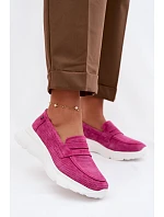 Dámské mokasiny z přírodního semiše na platformě Vinceza 79626 Fuchsiová