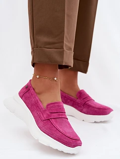 Dámské mokasiny z přírodního semiše na platformě Vinceza 79626 Fuchsiová