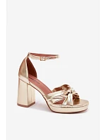 Dámské sandály na podpatku z umělé kůže zlaté Rosetta