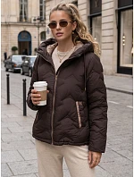 Dámská prošívaná bunda s kapucí, hnědá, FashionStreet TY5944