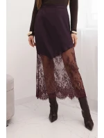 Dámská viskózová sukně s krajkou švestková