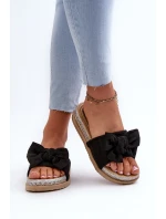 Dámské žabky na platformě s mašlí černé Aflia Dámské žabky na platformě s mašlí černé Aflia