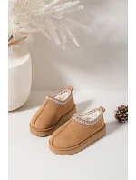 Dětské sněhule s výšivkou Prina – camel