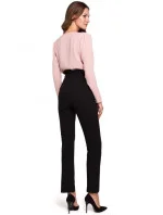 Kalhoty s vysokým pasem a páskem K008 - černé - Makadamia