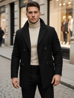 Pánský černý kabát FashionStreet CX0433