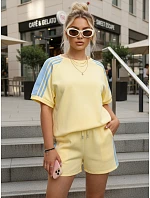 Dámská viskózová souprava s motýlem a šortkami žlutá FashionStreet AY1181