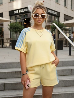 Dámská viskózová souprava s motýlem a šortkami žlutá FashionStreet AY1181