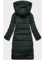Tmavě zelená dlouhá dámská zimní bunda (2M-033)