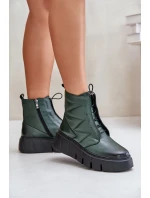 Zazoo 60472 Kožené Boty Na Platformě A Klínu Tmavě Zelené Zazoo 60472 Kožené Boty Na Platformě A Klínu Tmavě Zelené