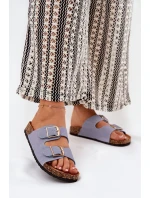 Dámské Pantofle Na Korek Platformě Se Zlatými Přezkami Modré Lisavionea