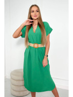 Šaty s ozdobným páskem zelené