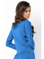 Letní šaty dámské ve volném střihu značkové středně dlouhé modré - Modrá - Makadamia Letní šaty dámské ve volném střihu značkové středně dlouhé modré - Modrá - Makadamia