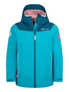 Trollkids Bergen Nepromokavá bunda aquamarine mist/port blue/peach mellow (611-137)