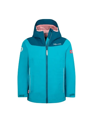 Trollkids Bergen Nepromokavá bunda aquamarine mist/port blue/peach mellow (611-137)