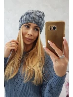 Roksana fleecová čepice K209 modrá+džíny Roksana fleecová čepice K209 modrá+džíny