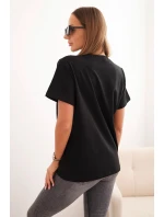 Dámská bavlněná blůza klasického střihu černá Dámská bavlněná blůza klasického střihu černá