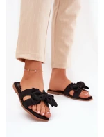 Ploché Dámské Pantofle S Mašlí Černé Tobin