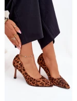 Dámské lodičky s leopardím vzorem Vinceza – hnědé