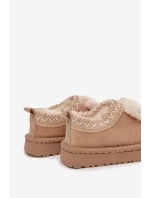 Dětské sněhule s výšivkou a mašličkou Daven – béžové