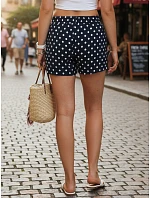 Dámské letní bavlněné kraťasy s puntíky, tmavě modré, FashionStreet SY0543 Dámské letní bavlněné kraťasy s puntíky, tmavě modré, FashionStreet SY0543