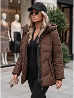 Dámská zimní prošívaná bunda s kapucí, hnědá, FashionStreet TY5752 Dámská zimní prošívaná bunda s kapucí, hnědá, FashionStreet TY5752