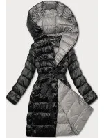 Černá dámská bunda pro přechodné období s páskem pro zavazování Libland (7771)