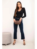 Dámská blůza s výstřihem do V a dlouhým rukávem černá