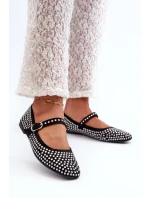 Ekologické semišové baleríny zdobené černými kamínky Tinara Ekologické semišové baleríny zdobené černými kamínky Tinara