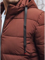 Pánská prošívaná zimní bunda s kapucí FashionStreet brick TX5062 Pánská prošívaná zimní bunda s kapucí FashionStreet brick TX5062