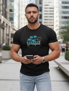 Pánské tričko s potiskem klasické černé FashionStreet NX5020R