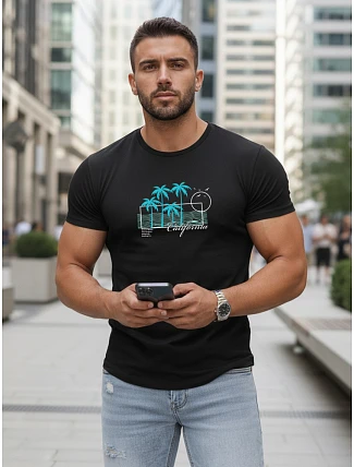 Pánské tričko s potiskem klasické černé FashionStreet NX5020R