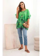 Dámská bavlněná košile s květinovým vzorem zelený