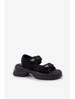 Textilní Lehké Sandály Na Platformě Černé Deniffia