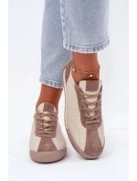 Dámské Kožené Sportovní Boty Béžové Laura Messi 2935