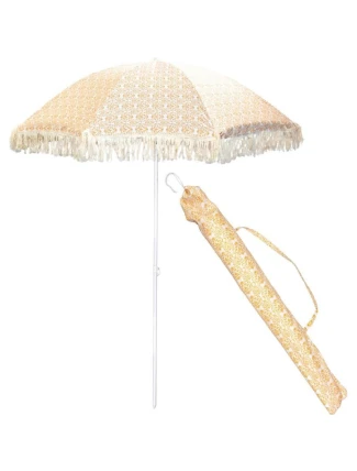 PLÁŽOVÝ A ZAHRADNÍ SLUNEČNÍK SE STŘAPCI 174 CM ŽLUTÝ