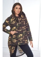 Mikina moro s dlouhými zády khaki+hnědá Mikina moro s dlouhými zády khaki+hnědá