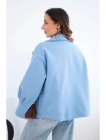 Dámská krátká dvouřadová bunda s límcem modrá